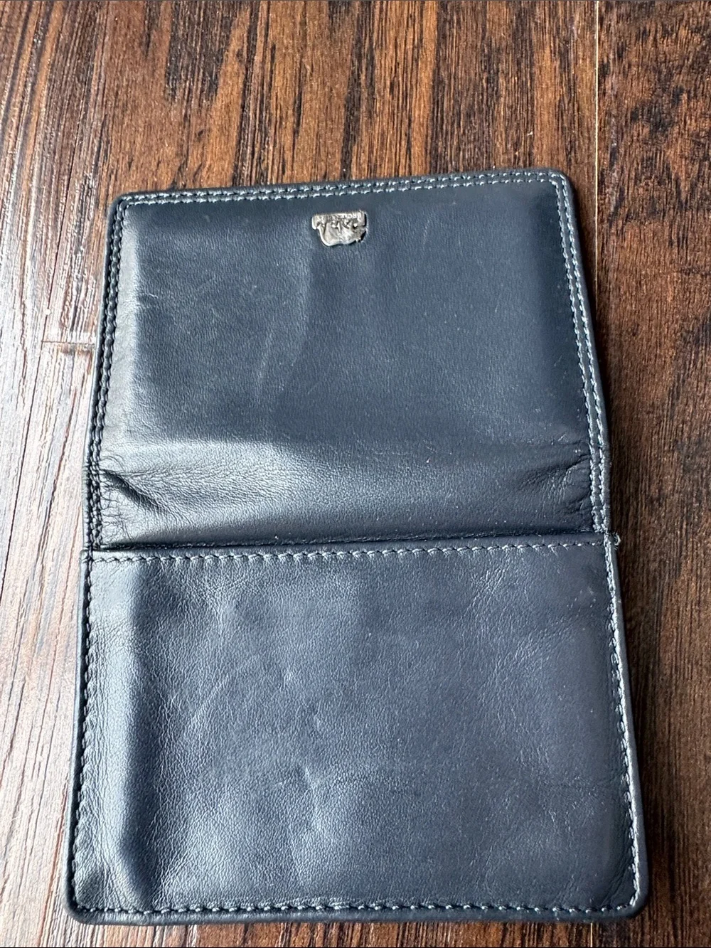 Brown Bear Navy Leather Key & Card Holder with Silver Bear Emblem